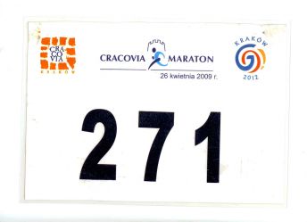 nr startowy Cracovia Marathon 2009